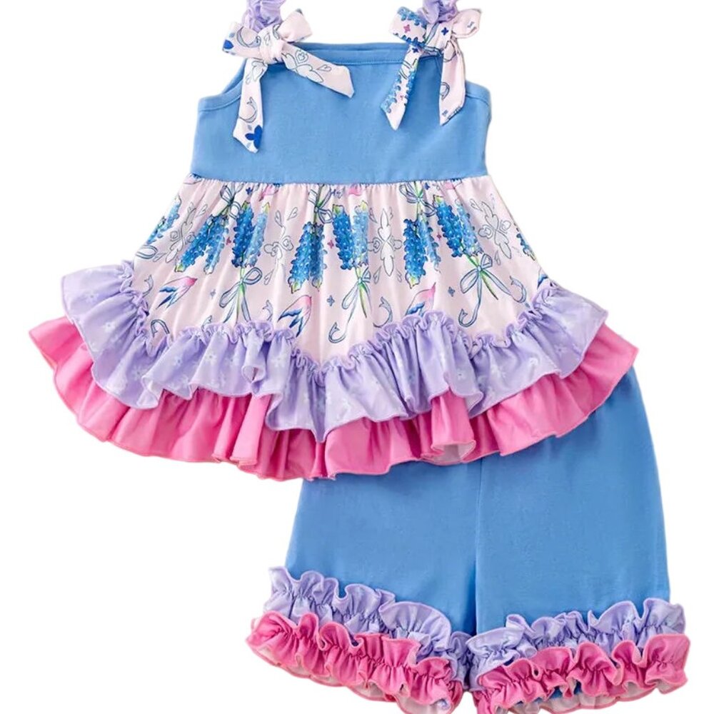 4-6 Bluebonnet Ruffle Top & Short Two Piece Set - Picture 4 of 4